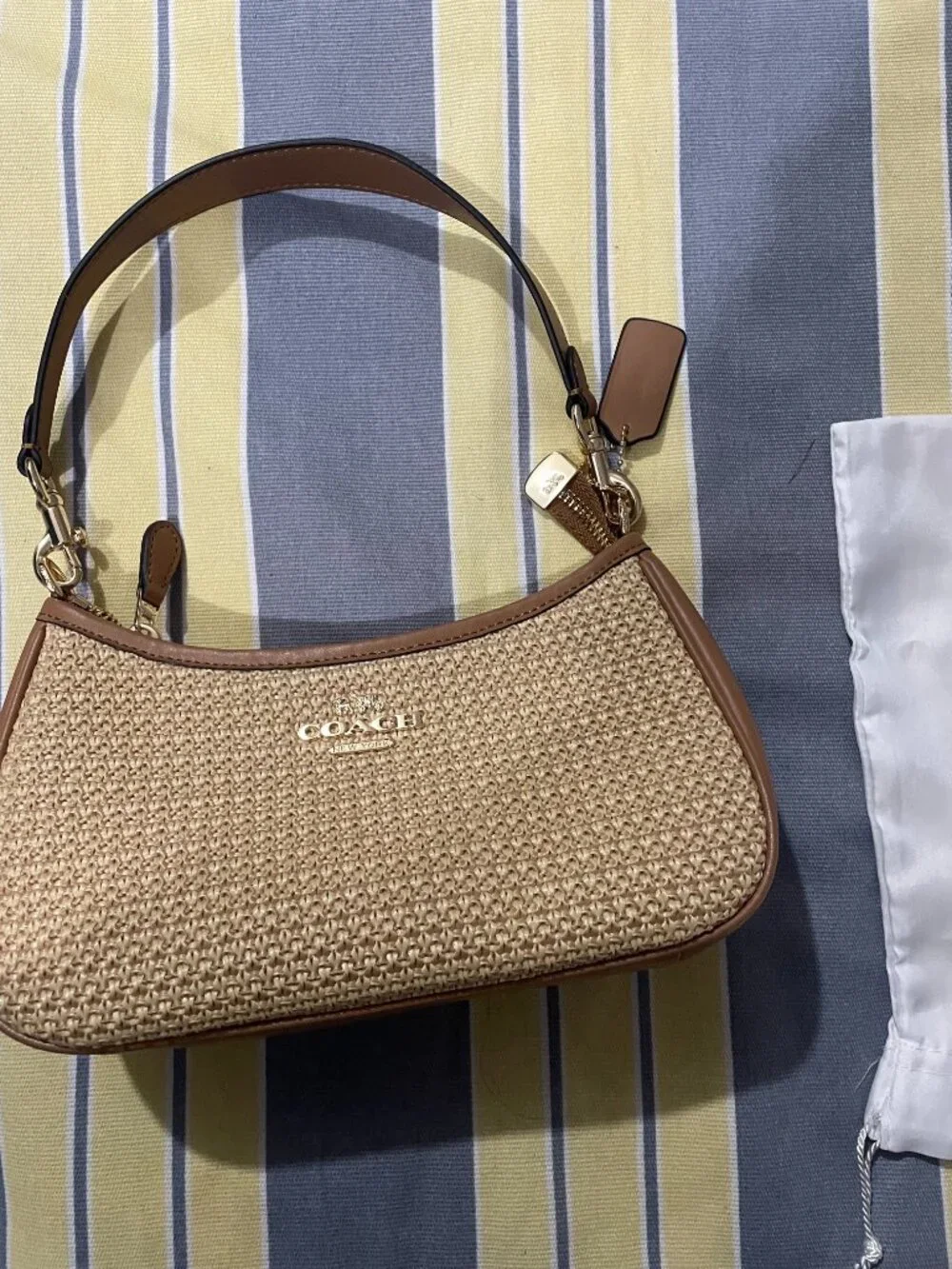 COACH Teri Woven Shoulder Bag (Tan)